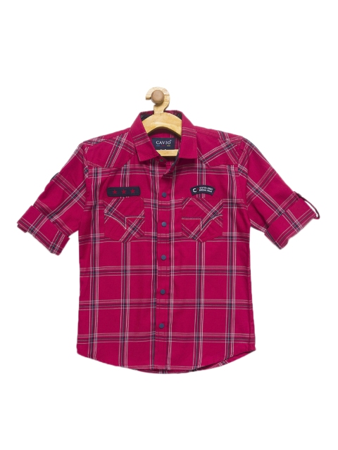 

CAVIO Boys Pink Premium Tartan Checks Opaque Checked Casual Shirt