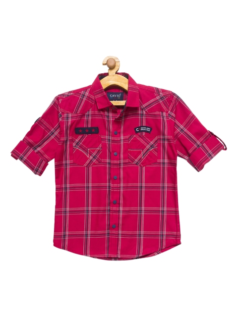 

CAVIO Boys Maroon Premium Opaque Checked Casual Shirt