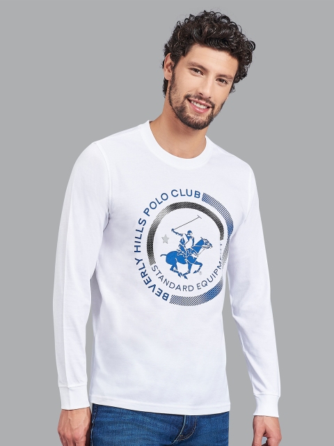 

Beverly Hills Polo Club Men White Brand Logo Printed T-shirt