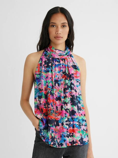 

Desigual Multicoloured Halter Neck A-Line Top, Multi