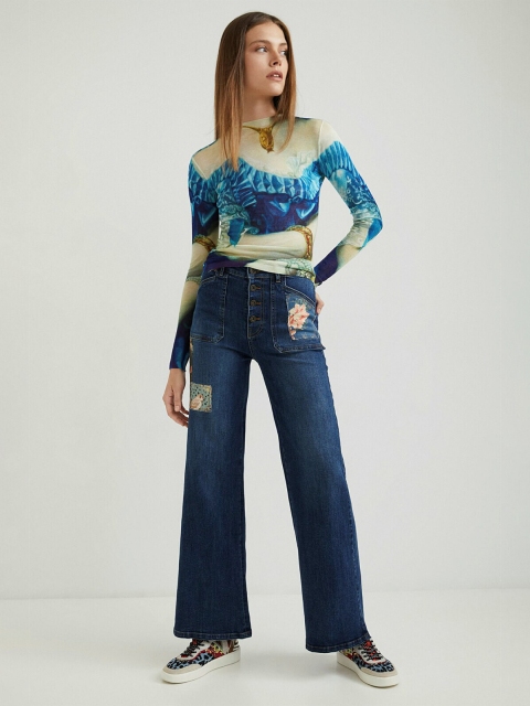 

Desigual Women Blue Printed T-shirt
