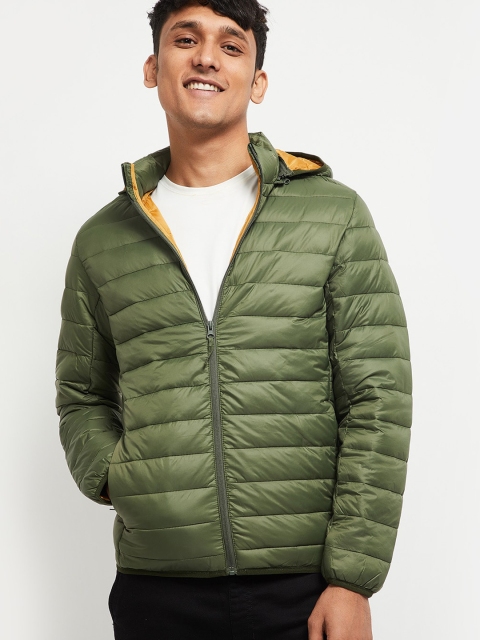 

max Men Olive Green Padded Jacket