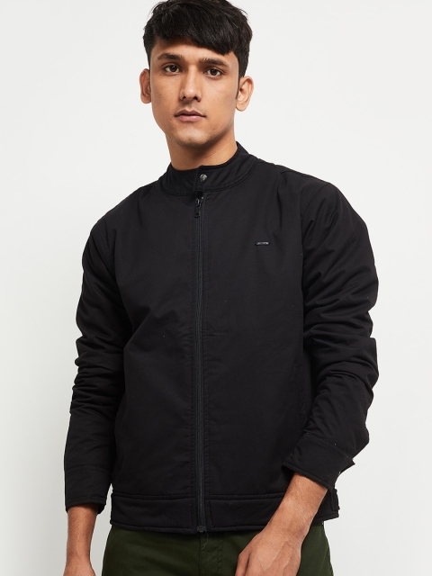 

max Men Black Bomber Pure Cotton Jacket