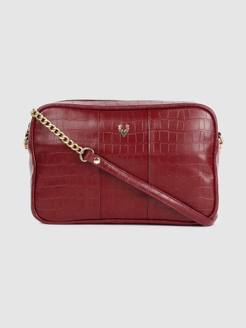 

Allen Solly Burgundy Animal Textured Structured Sling Bag