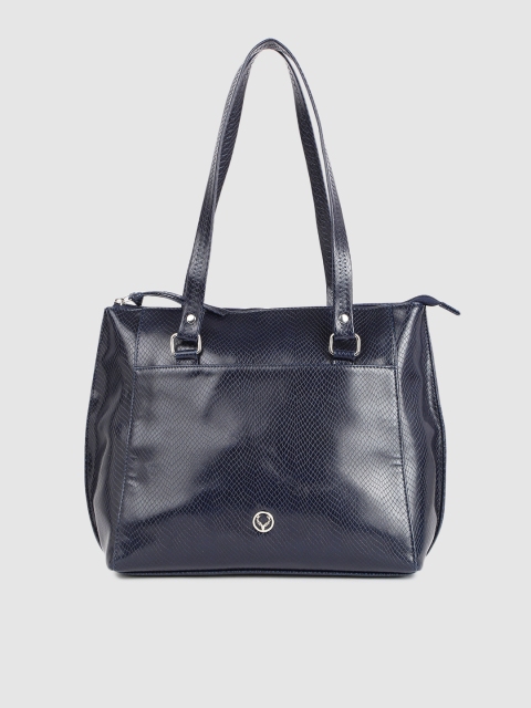 

Allen Solly Navy Blue Textured PU Structured Shoulder Bag