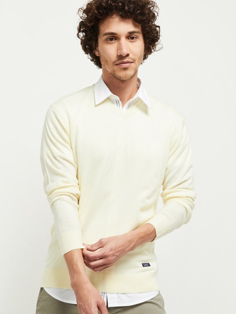 

max Men Off White Solid Pullover