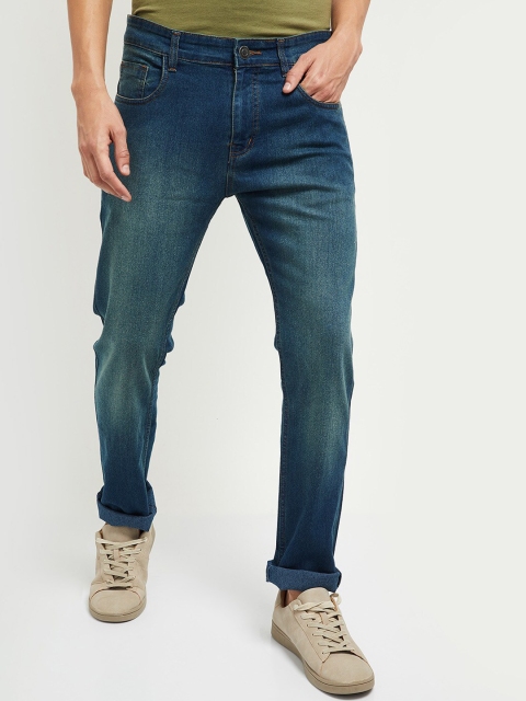 

max Men Navy Blue Slim Fit Heavy Fade Jeans