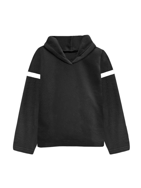 

A T U N Women Black Hooded Sweatshirt