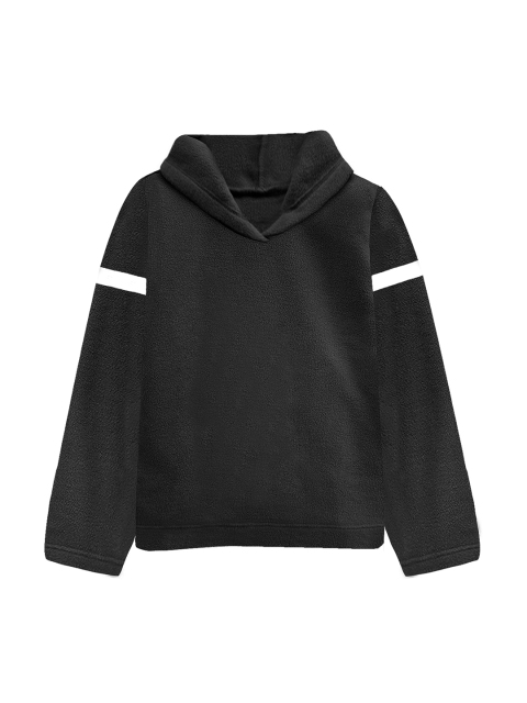 

A T U N Women Black Hooded Sweatshirt