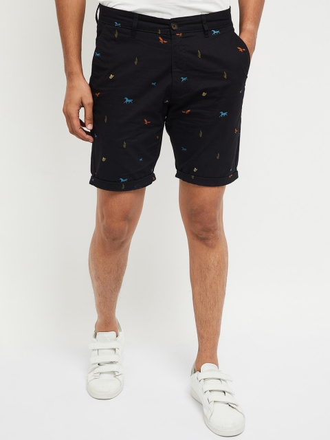 

max Men Black Conversational Printed Shorts