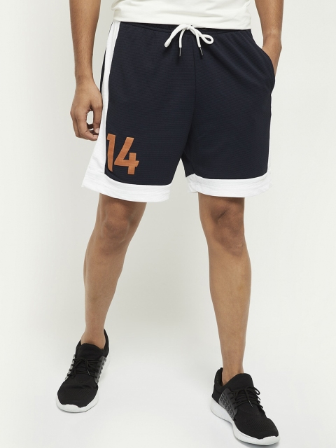 

max Men Navy Blue Regular Shorts