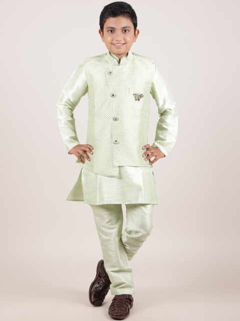 

Pothys Boys Green Cotton Sherwani