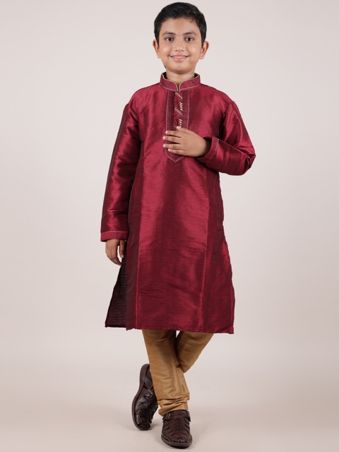 

Pothys Boys Maroon Cotton Sherwani