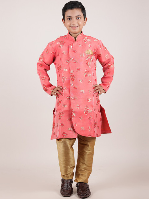 

Pothys Boys Coral Floral Jacquard Sherwani Set