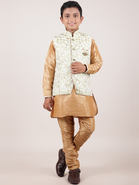 

Pothys Boys Tan Jacquard Sherwani Set