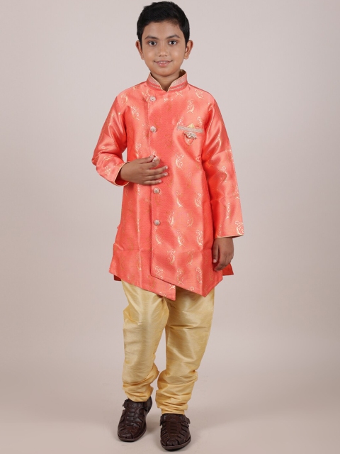 

Pothys Boys Coral Ethnic Motifs Angrakha Kurta with Pyjamas