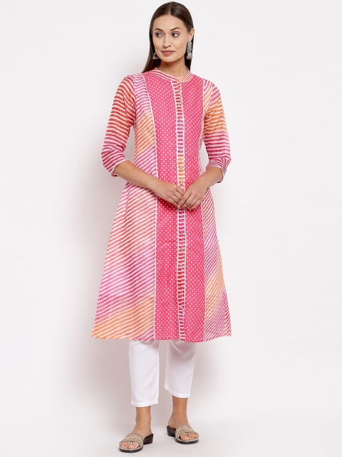

Myshka Women Pink Ethnic Motifs Printed Cotton Kurta