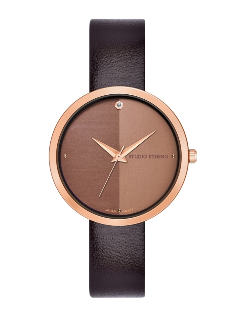 

STUDIO ETHENO Women Brown Brass Dial & Rose Gold Toned Straps Analogue Watch RP16-RG-BR