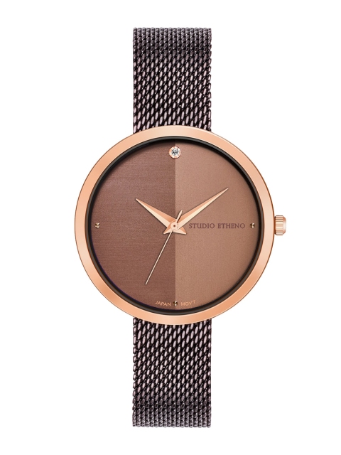 

STUDIO ETHENO Women Brown Brass Dial & Rose Gold Toned Straps Analogue Watch RP16-MSH-ROG