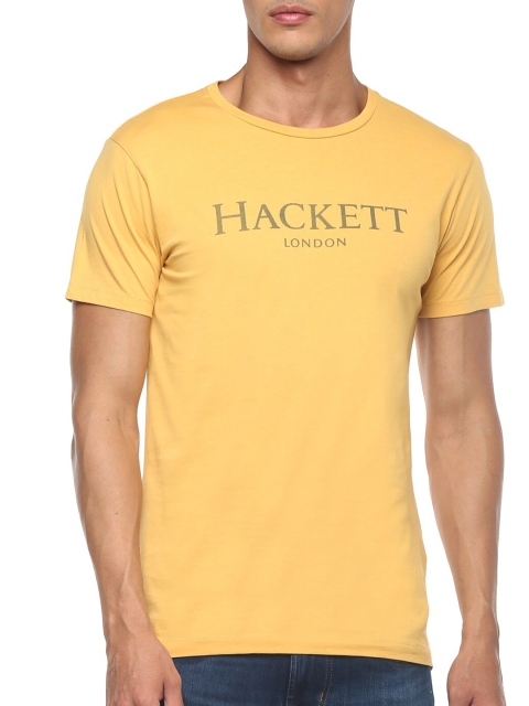 

HACKETT LONDON Men Gold-Toned Typography High Neck T-shirt
