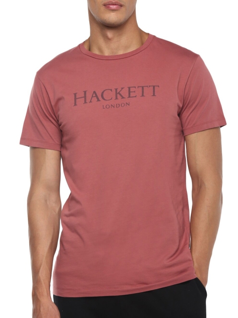 

HACKETT LONDON Men Pink Typography Printed Cotton T-shirt