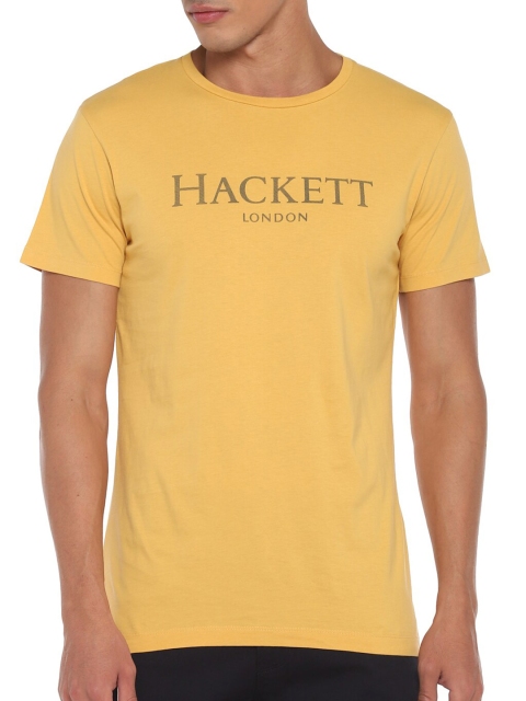 

HACKETT LONDON Men Mustard Yellow Printed T-shirt