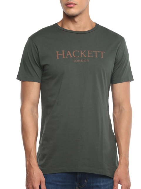 

HACKETT LONDON Men Green Brand Logo Cotton T-shirt