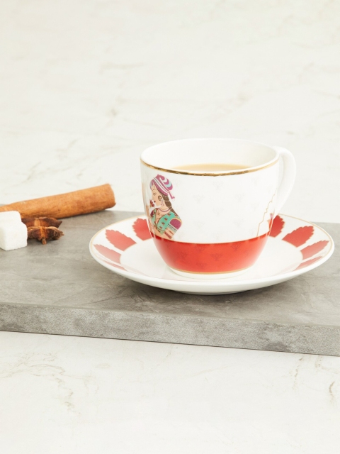 

Home Centre White & Red Printed Bone China Glossy Cup and Saucer 250 ml
