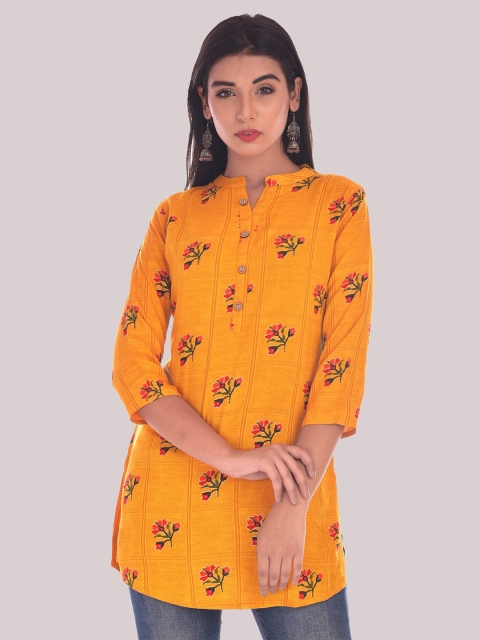 

DIVYANK Yellow & Red Floral Printed Kurti