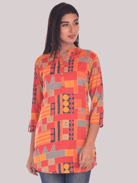 

DIVYANK Red Geometric Printed Kurti