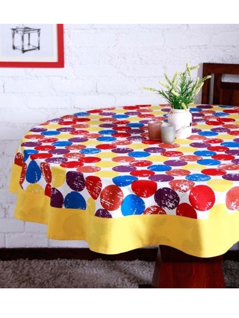 

Lushomes Multicoloured Geometic Print 6 Seater Round Table Cloth, Multi