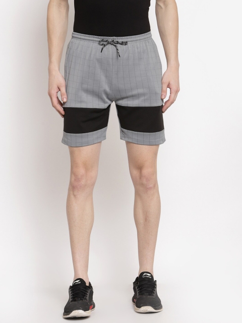 

KLOTTHE Men Grey Checked Regular Fit Lounge Shorts