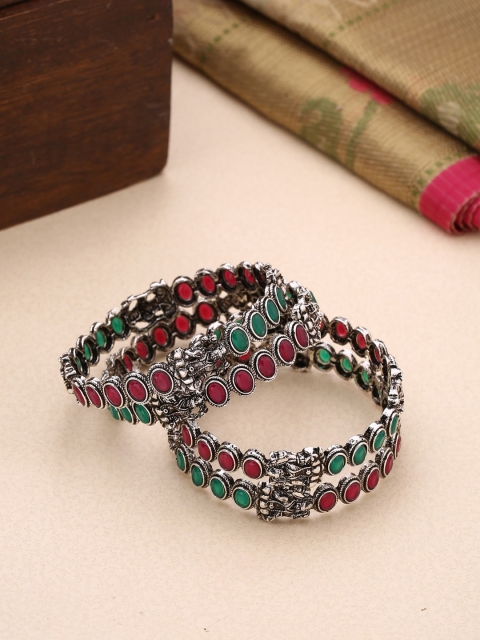 

Shoshaa Set of 4 Silver-Plated Handcrafted Oxidised Bangles