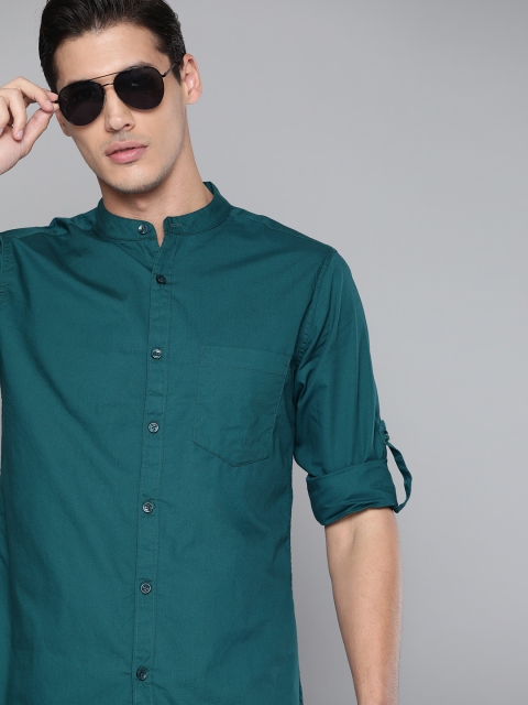 

Harvard Men Teal Solid Pure Cotton Casual Shirt