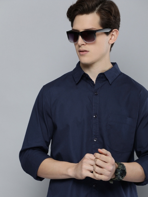 

Harvard Men Navy Blue Solid Casual Shirt