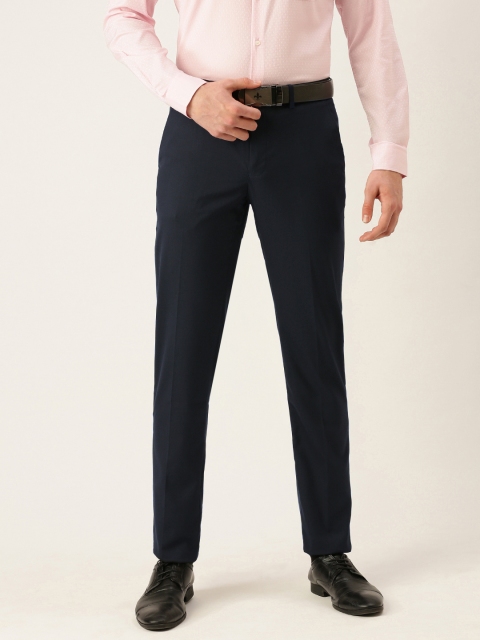 

Peter England Men Navy Blue Solid Slim Fit Formal Trousers