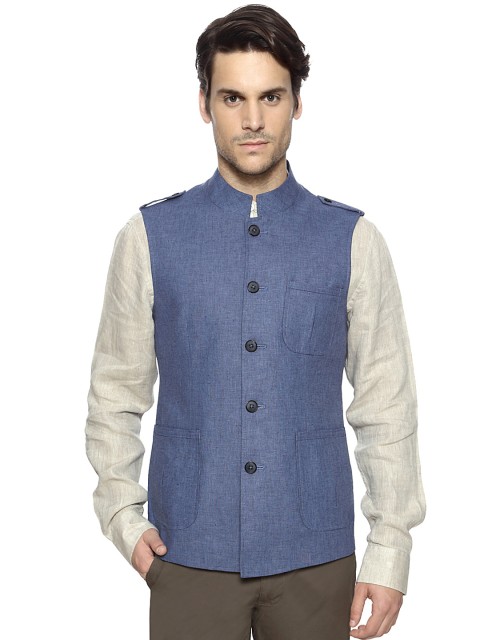 

Van Heusen Blue Slim Fit Nehru Jacket