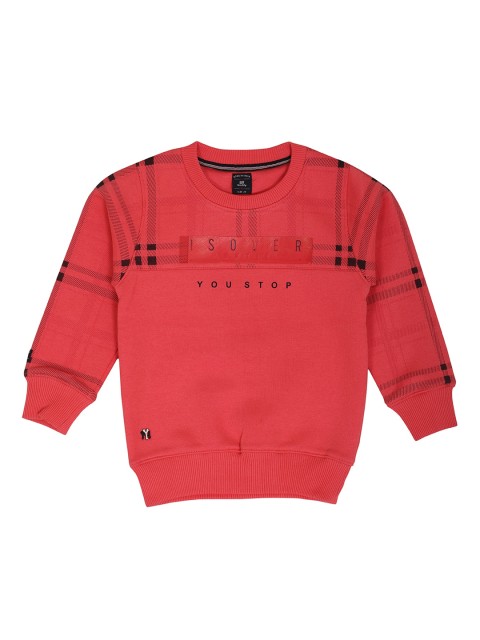 

Noddy Boys Peach-Coloured Checked Sweatshirt