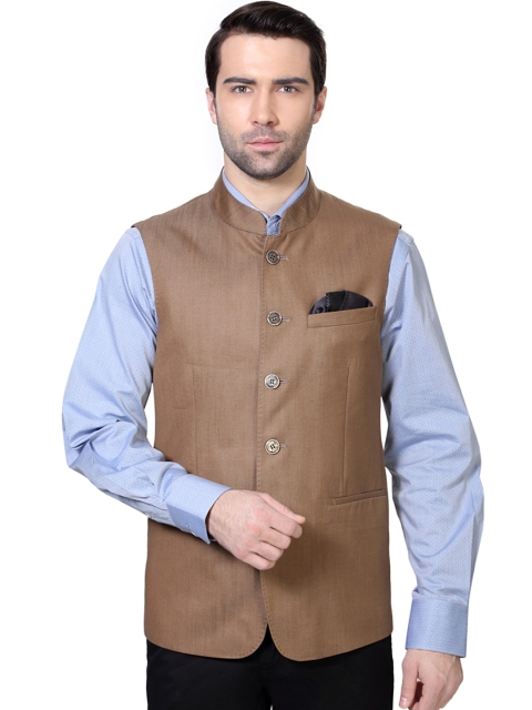 

Van Heusen Brown Slim Fit Nehru Jacket