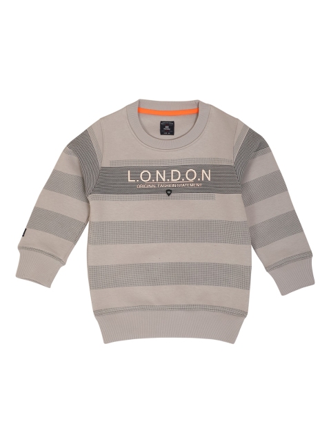 

Noddy Boys Grey Striped Typography Printed Sweatshirt