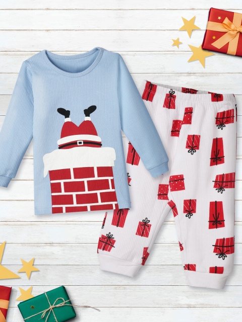 

You Got Plan B Kids White & Red Printed Slim-Fit Thermal Set