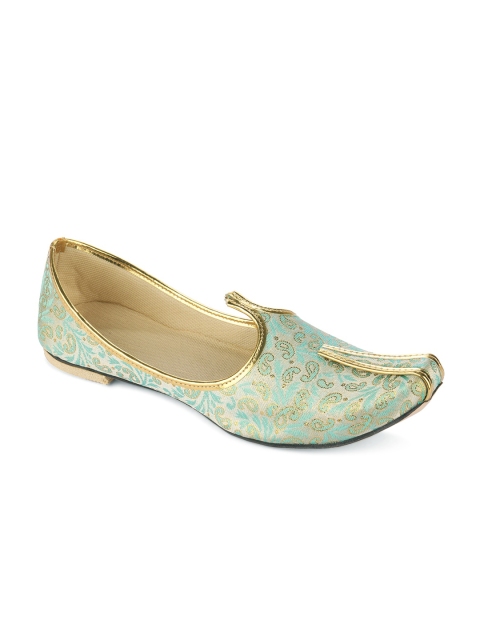 

Hulya Men Sea Green Woven Design Mojaris