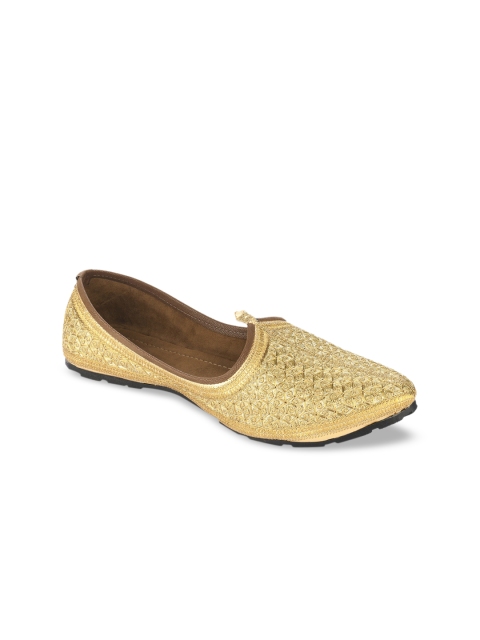 

Hulya Men Gold-Toned Woven Design Mojaris