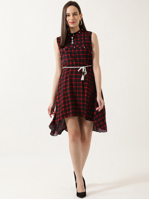 

V2 Value & Variety Red & Black Checked Dress