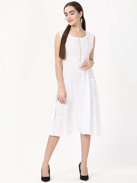 

V2 Value & Variety White A-Line Midi Dress