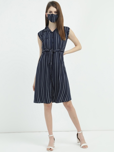 

V2 Value & Variety Navy Blue Striped Dress
