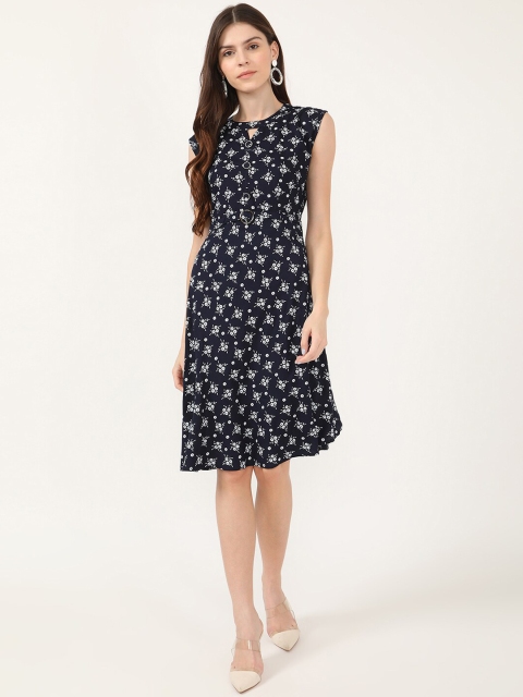 

V2 Value & Variety Navy Blue Ethnic Motifs A-Line Dress