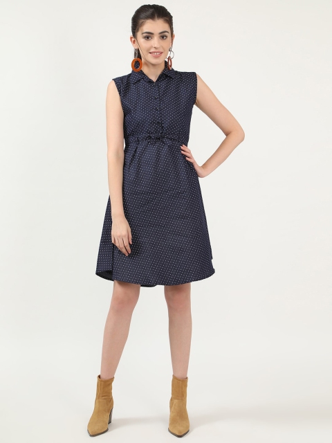 

V2 Value & Variety Navy Blue & White Denim Shirt Dress