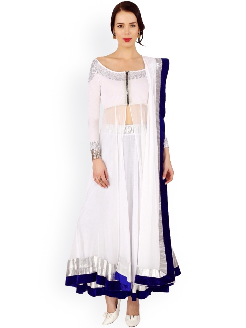 

Ira Soleil White Chiffon Lehenga Choli with Dupatta