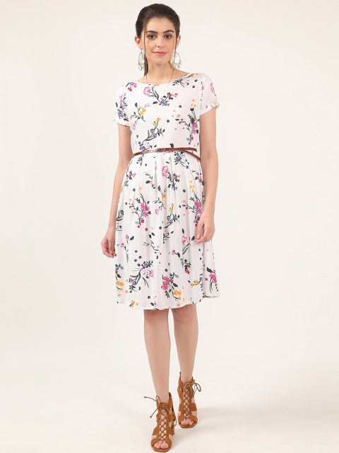 

V2 Value & Variety White & Pink Floral Printed Dress